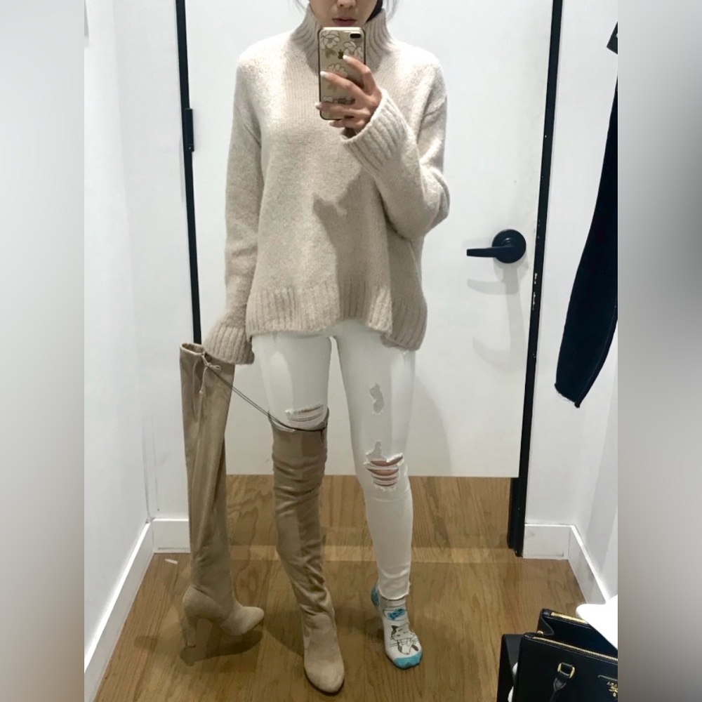 Express Beige Suede Thigh High Boots
